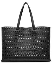 Alaïa - Mina 44 Vienne Black Leather Tote Bag - Lyst