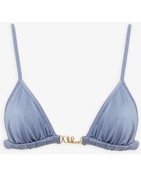 Chloé - Chloe Logo Blue Bikini Top - Lyst
