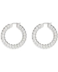 AMINA MUADDI - Jah Hoop Big White And Silver Crystal Earrings - Lyst