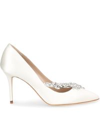 Manolo Blahnik Nadira 90 Ivory Satin Pump - White