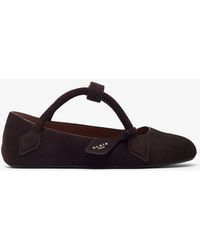 Alaïa - Teckel Brown Suede Ballet Flats - Lyst