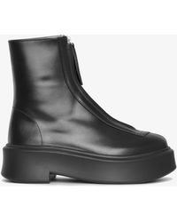 The Row - Zippered Platform Leather Combat Boots - Lyst