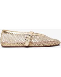 Alaïa - Platinum Metallic Mesh Ballet Flats - Lyst