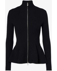 Alaïa - Ribbed Peplum Wool Cardigan - Lyst