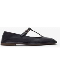 The Row Square T-Strap Flat Shoes in Red | Lyst