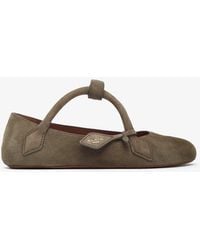 Alaïa - Teckel Brown Grey Suede Ballet Flats - Lyst