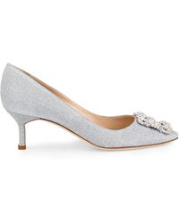 Manolo Blahnik Hangisi 50 Notturno Silver Glitter Pumps - Metallic