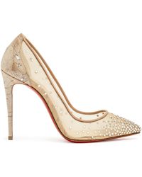 Christian Louboutin Follies Strass 100 Silver Pumps - Metallic