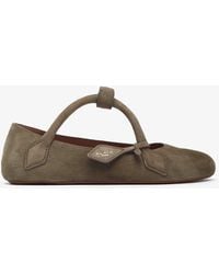 Alaïa - Teckel Brown Grey Suede Ballet Flats - Lyst