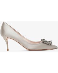 Roger Vivier - Flower 65 Beige Strass Satin Pumps - Lyst