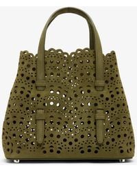 Alaïa - Mina 20 Camouflage Green Suede Tote Bag - Lyst