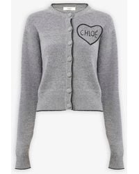 Chloé - Divine Grey Knitted Cardigan - Lyst
