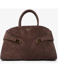 Ferragamo - Hug Medium Dark Brown Top Handle Bag - Lyst