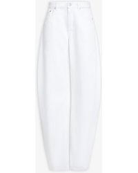 Alaïa - Round Leg High-Waist Cotton Denim Jeans With Five-Pocket Button Closure - Lyst