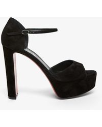Christian Louboutin - Sandaloo 130 Black Suede Platform Sandals - Lyst