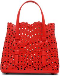Alaïa - Mina 20 Vienne Vague Red Leather Tote Bag - Lyst