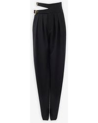 Chloé - High-waist Buckled Black Trousers - Lyst