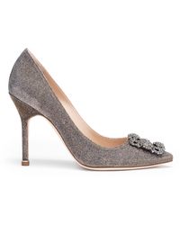 Manolo Blahnik Hangisi 105 Notturno Gold Glitter Court Shoes - Metallic