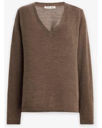 The Row - Poesis Taupe Cashmere V-Neck Sweater - Lyst