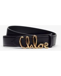 Chloé - Chloe Iconic Black Leather Belt - Lyst