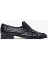 The Row - Soft Mocassin Two Black Flats - Lyst