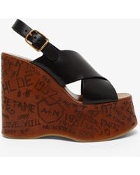 Chloé - Maxime Leather Wedge Sandals - Lyst