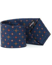 Kiton Cravatta Bluette/rosso Seta