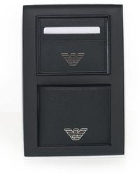 Armani Exchange Leather Wallet And Keychain Set in Dark Brown 