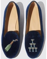 SCAROSSO - Daisy Blue Velvet Loafers & Flats - Lyst