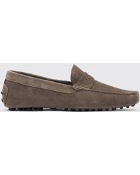 SCAROSSO - Michael Taupe Suede Driving Shoes - Lyst