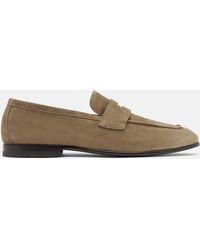 SCAROSSO - Gregory Taupe Suede Loafers - Lyst