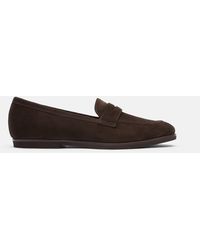 SCAROSSO - Monica Marrone Scamosciata Loafers - Lyst