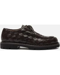 SCAROSSO - Damiano Dark Brown Woven Derbies - Lyst