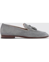 SCAROSSO - Flavio Grey Suede Loafers - Lyst