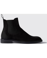 SCAROSSO - Chelsea Boots Hunter Black Suede Leather - Lyst