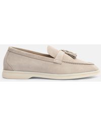 SCAROSSO - Leandra Sand Suede Loafers - Lyst