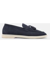 SCAROSSO - Leandra Blu Scamosciata Loafers - Lyst