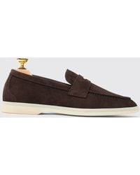 SCAROSSO - Luciana Brown Suede Loafers - Lyst