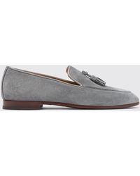 SCAROSSO - Flavio Grey Suede Loafers - Lyst