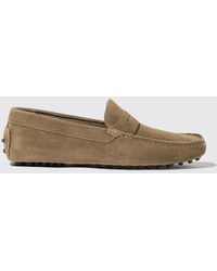 SCAROSSO - Michael Beige Suede Driving Shoes - Lyst