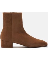SCAROSSO - Ambra Tan Suede Boots - Lyst