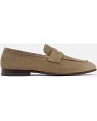 SCAROSSO - Gregory Taupe Suede Loafers - Lyst