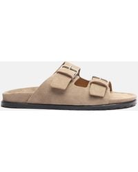 SCAROSSO - Enea Beige Suede Sandals - Lyst