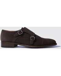 SCAROSSO - Monk Strap Shoes Gervasio Ebano Scamosciato Leggero Suede Leather - Lyst