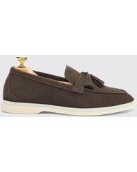 SCAROSSO - Leandra Deep Taupe Suede Loafers - Lyst