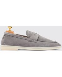 SCAROSSO - Luciano Grey Suede Loafers - Lyst