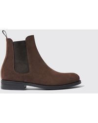 SCAROSSO - Claudia Brown Suede Chelsea Boots - Lyst