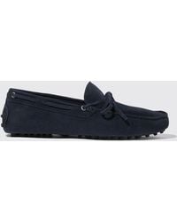 SCAROSSO - James Blue Suede Loafers & Flats - Lyst