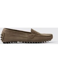 SCAROSSO - Mocassins Drivers Ashley Taupe Suede Daim - Lyst