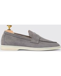SCAROSSO - Luciana Grey Suede Loafers - Lyst